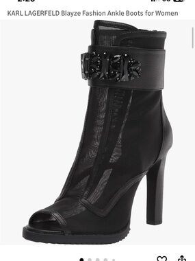 Karl Lagerfeld Black Logo-Stamped Ankle Boot
